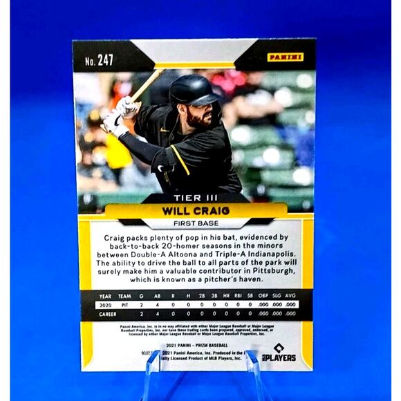 Will Craig RC #247 Panini Prizm 2021 Pittsburgh Pirates - Picture 8 of 8